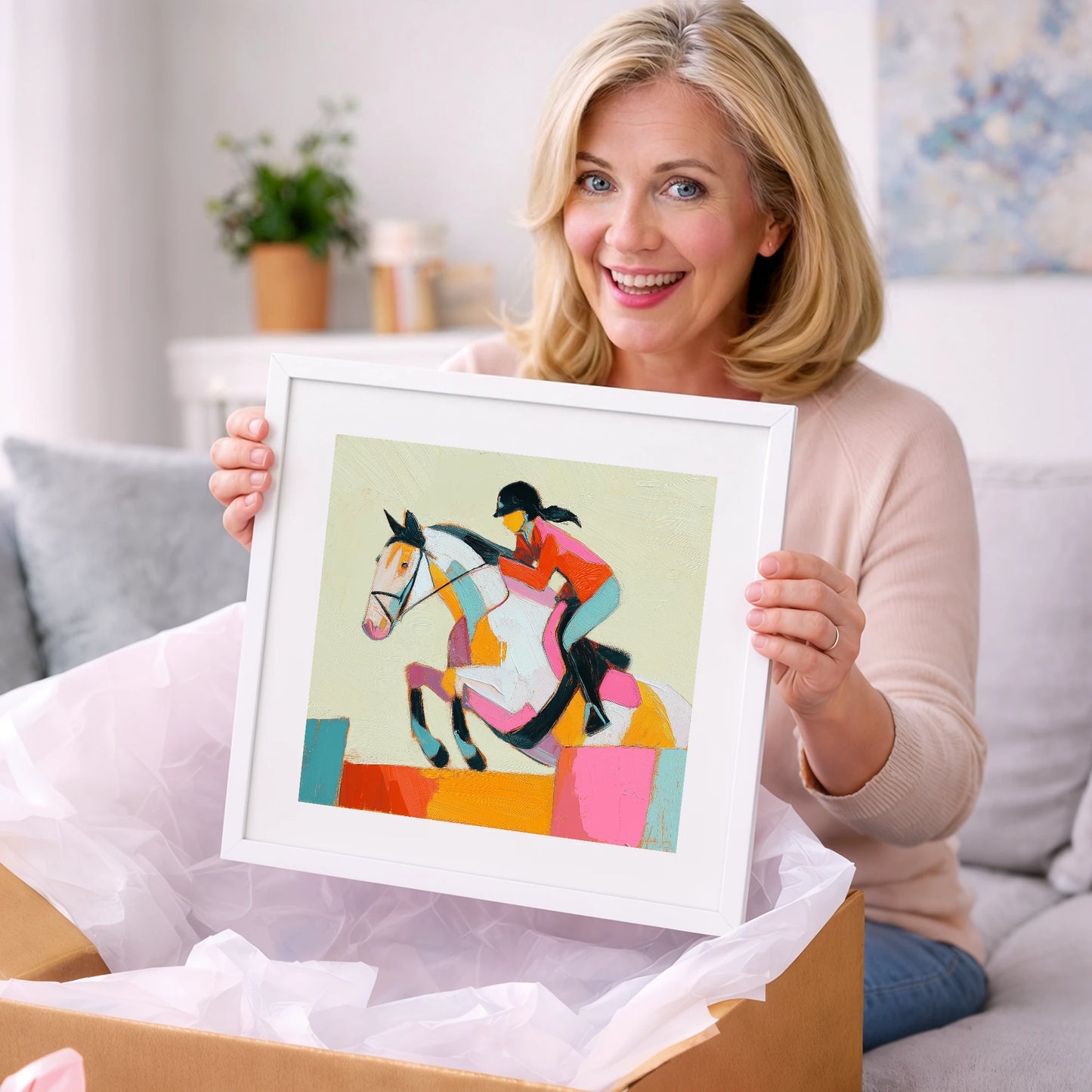 Painted Flight - show jumping horse art gift idea for horse lovers