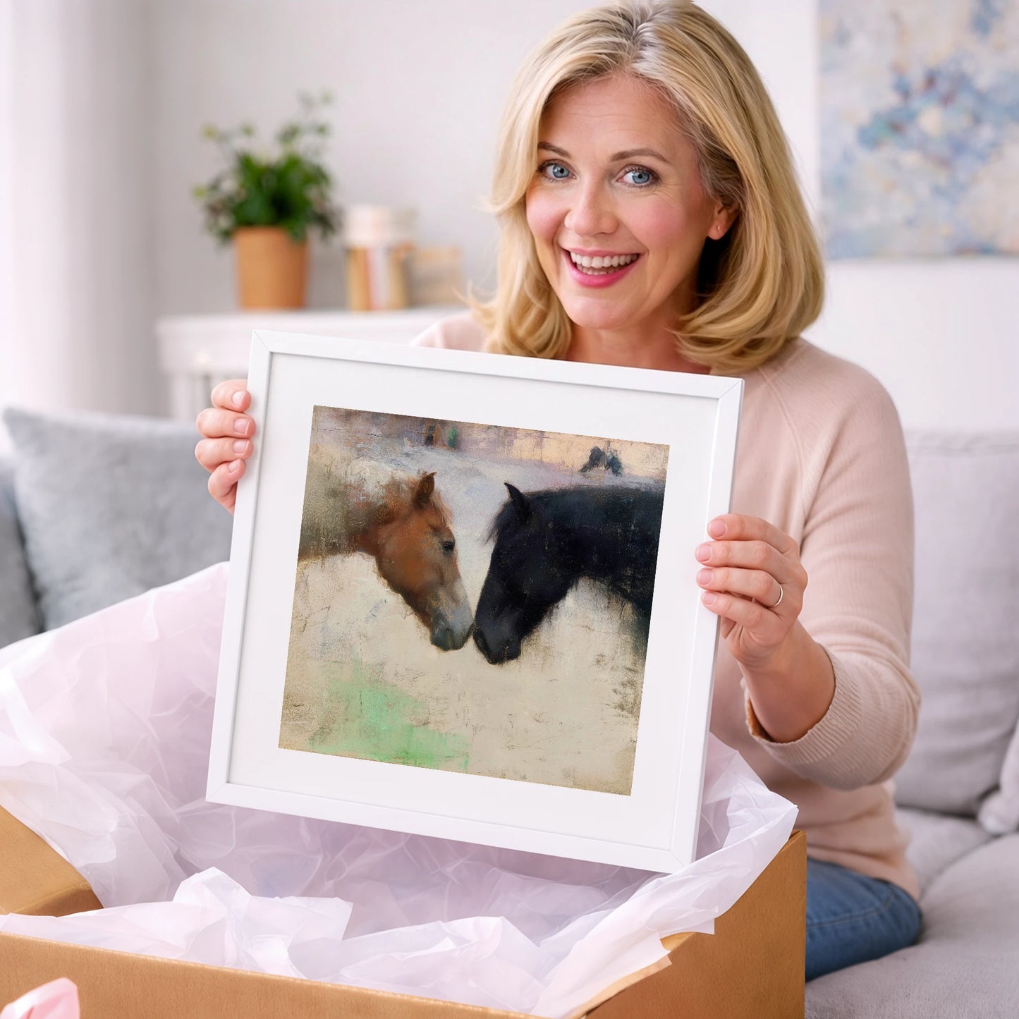 Gentle Connection - horse portrait art gift idea for horse lovers
