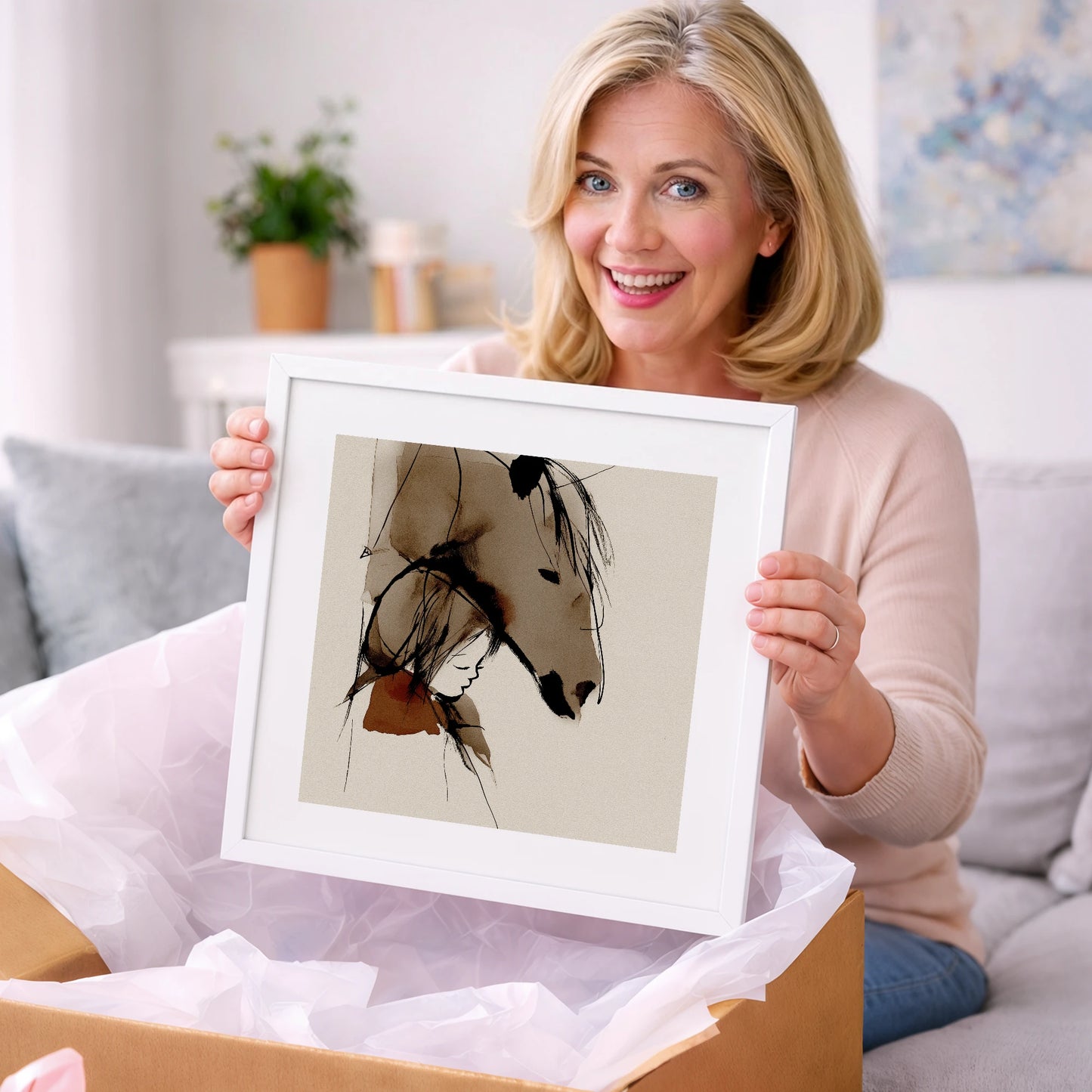 The Quiet Bond - horse & rider art gift idea for horse lovers