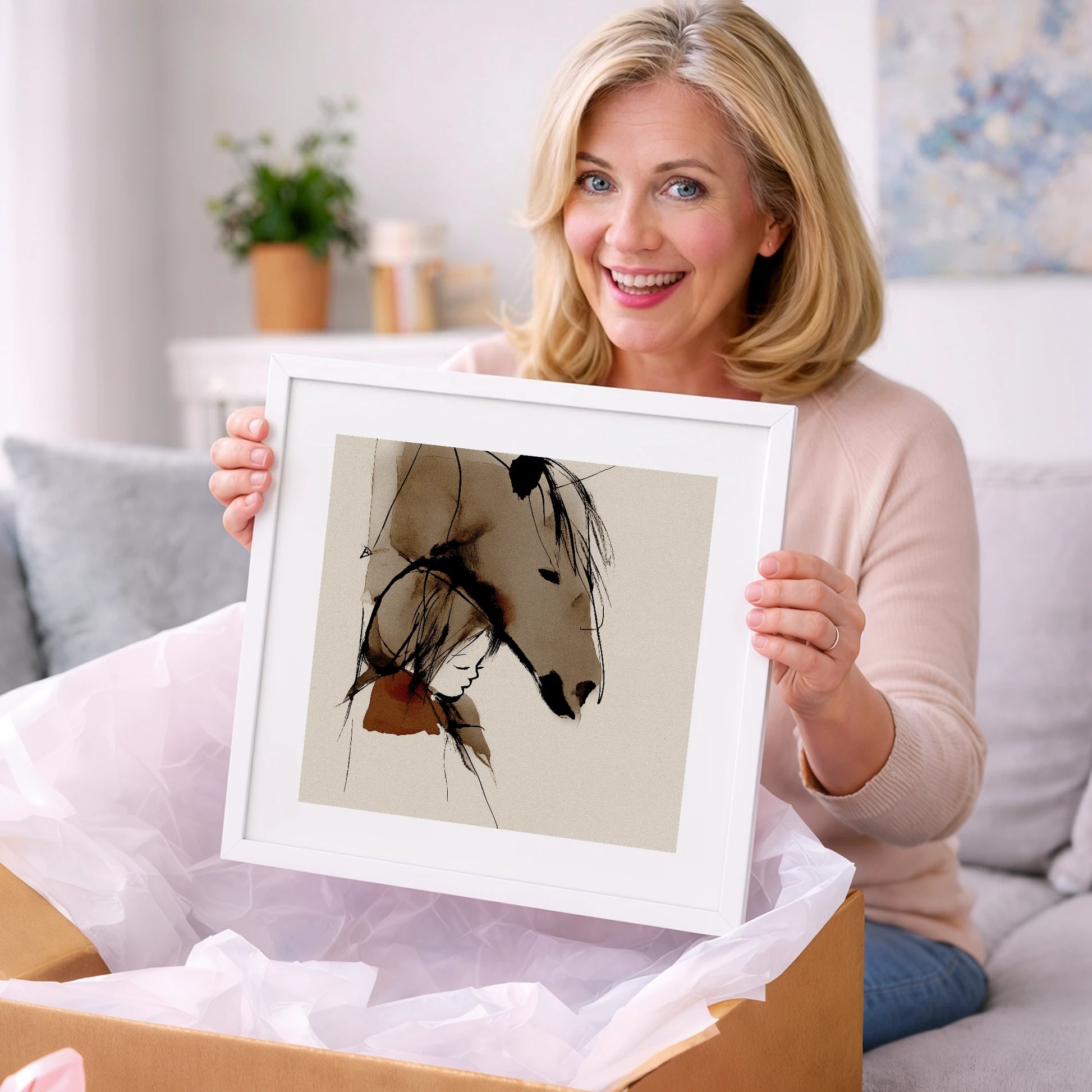 The Quiet Bond - horse & rider art gift idea for horse lovers