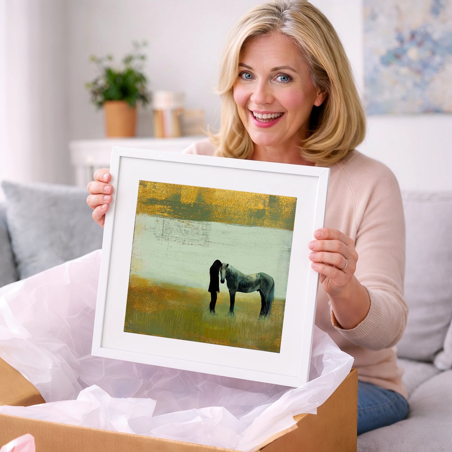 The Quiet Bond - horse & rider art gift idea for horse lovers