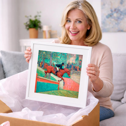 The Emerald Leap - show jumping horse art gift idea for horse lovers