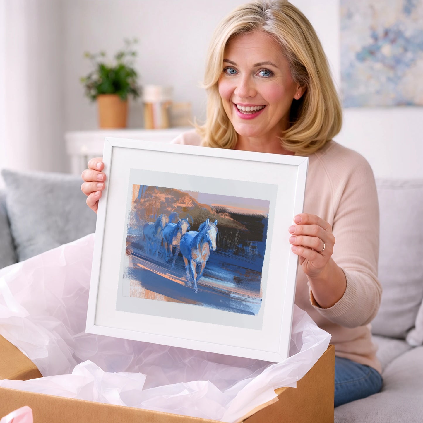 Cobalt Dawn Herd - wild horses art gift idea for horse lovers