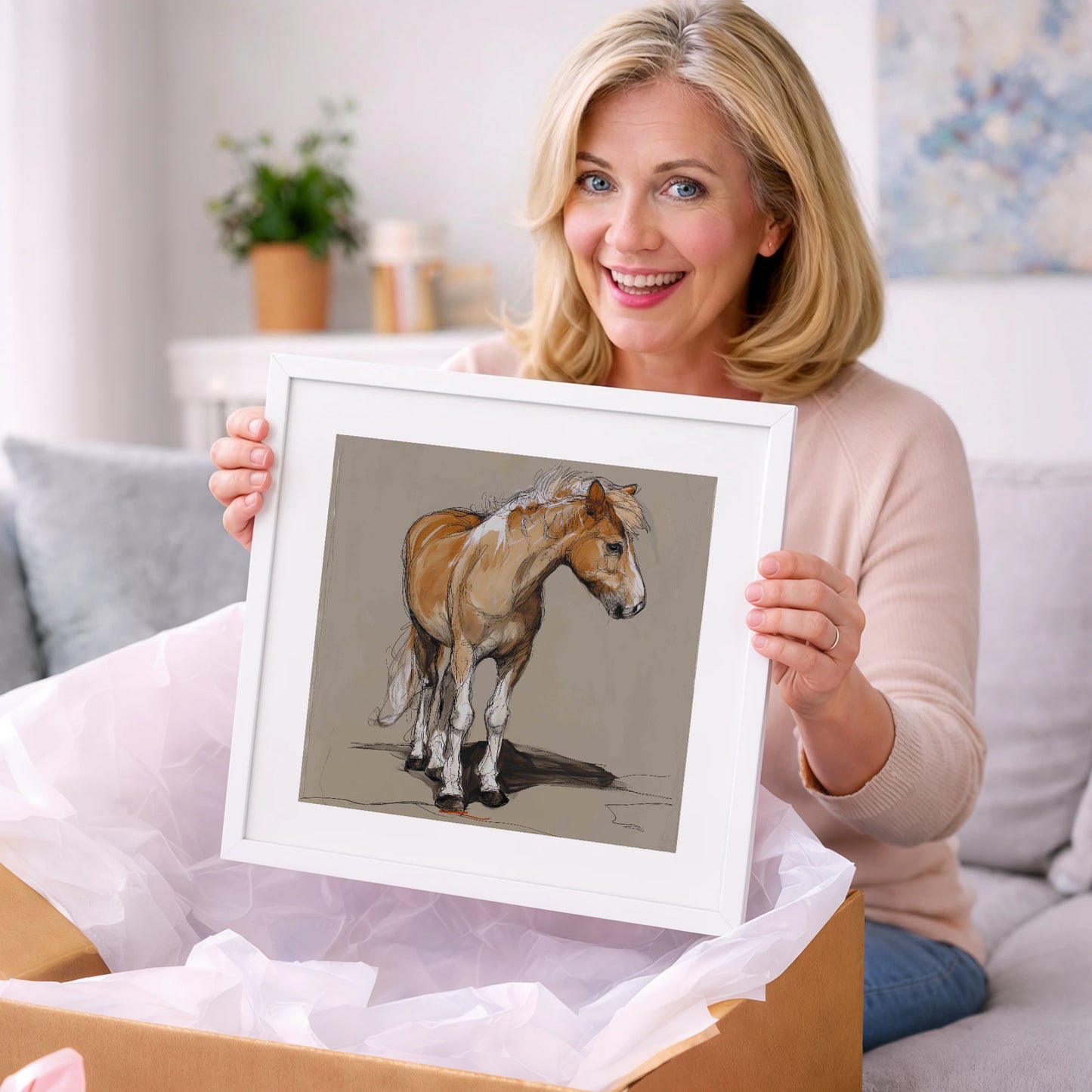 Quiet Flaxen Study - horse breed art gift idea for horse lovers