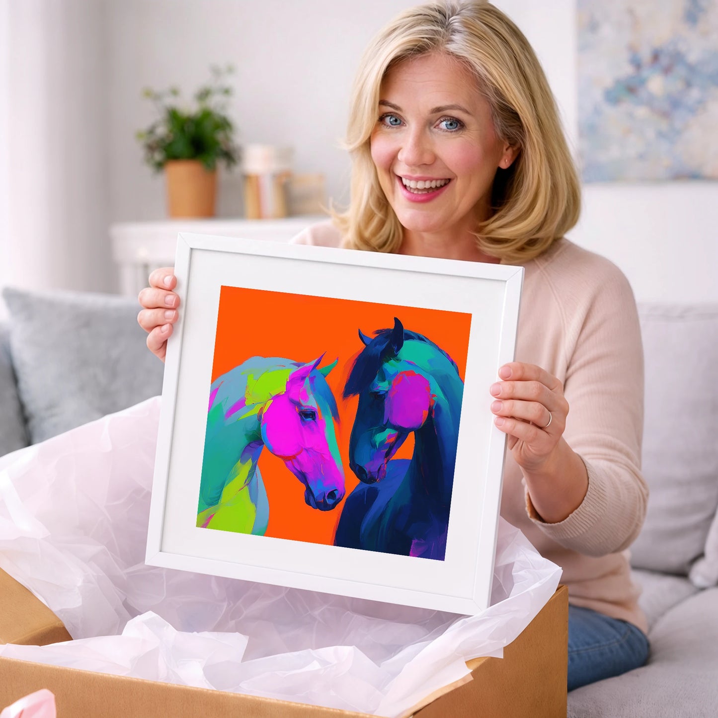 Chromatic Encounter - horse portrait art gift idea for horse lovers