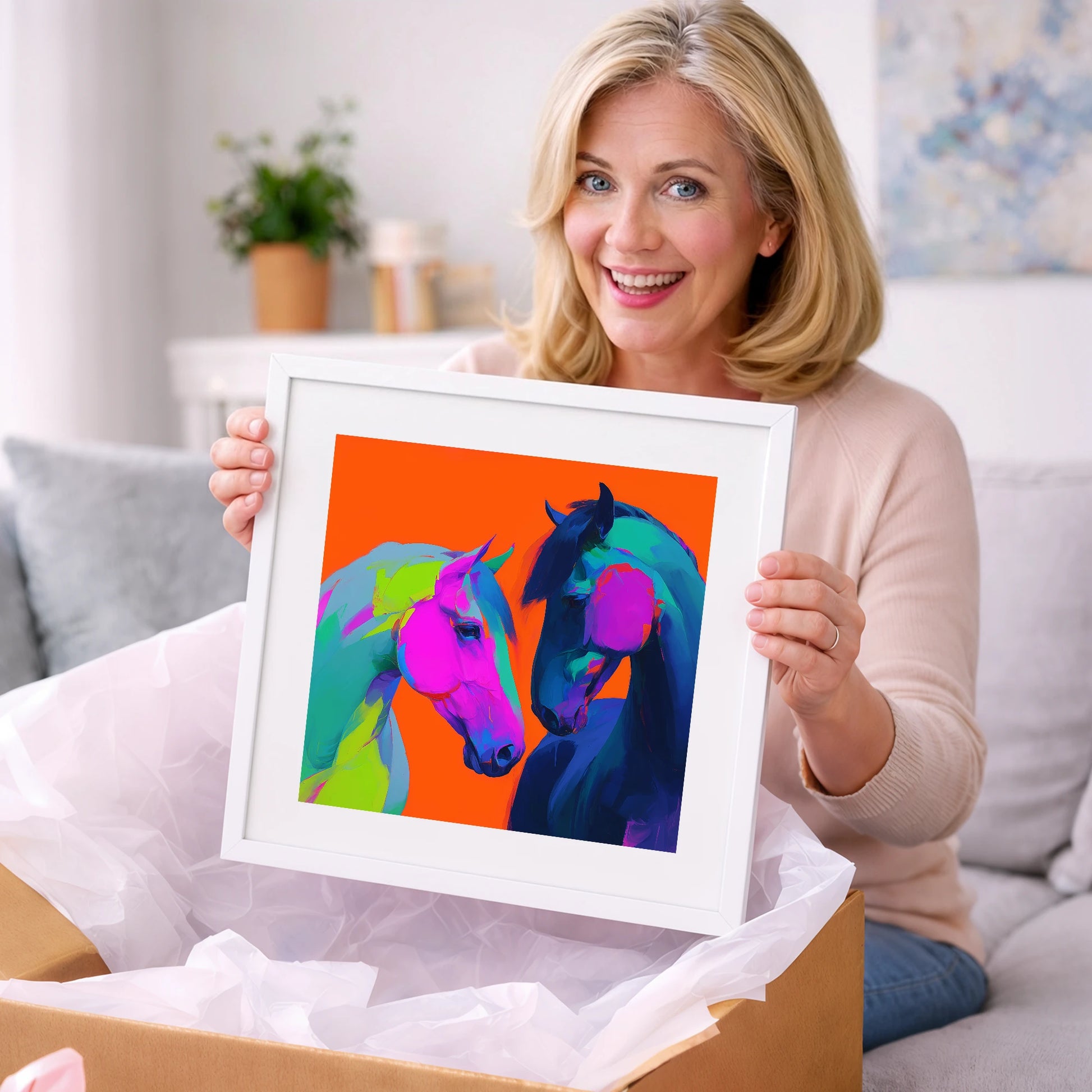 Chromatic Encounter - horse portrait art gift idea for horse lovers
