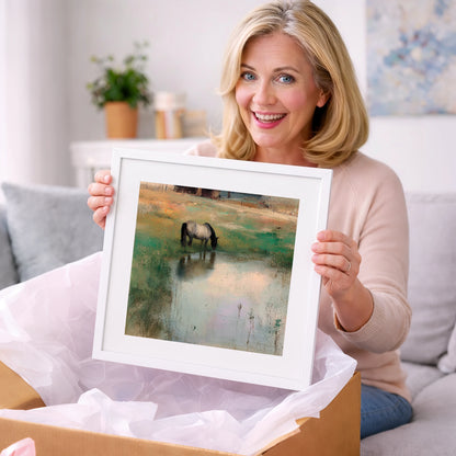 Tranquil Reflections - horse landscape art gift idea for horse lovers