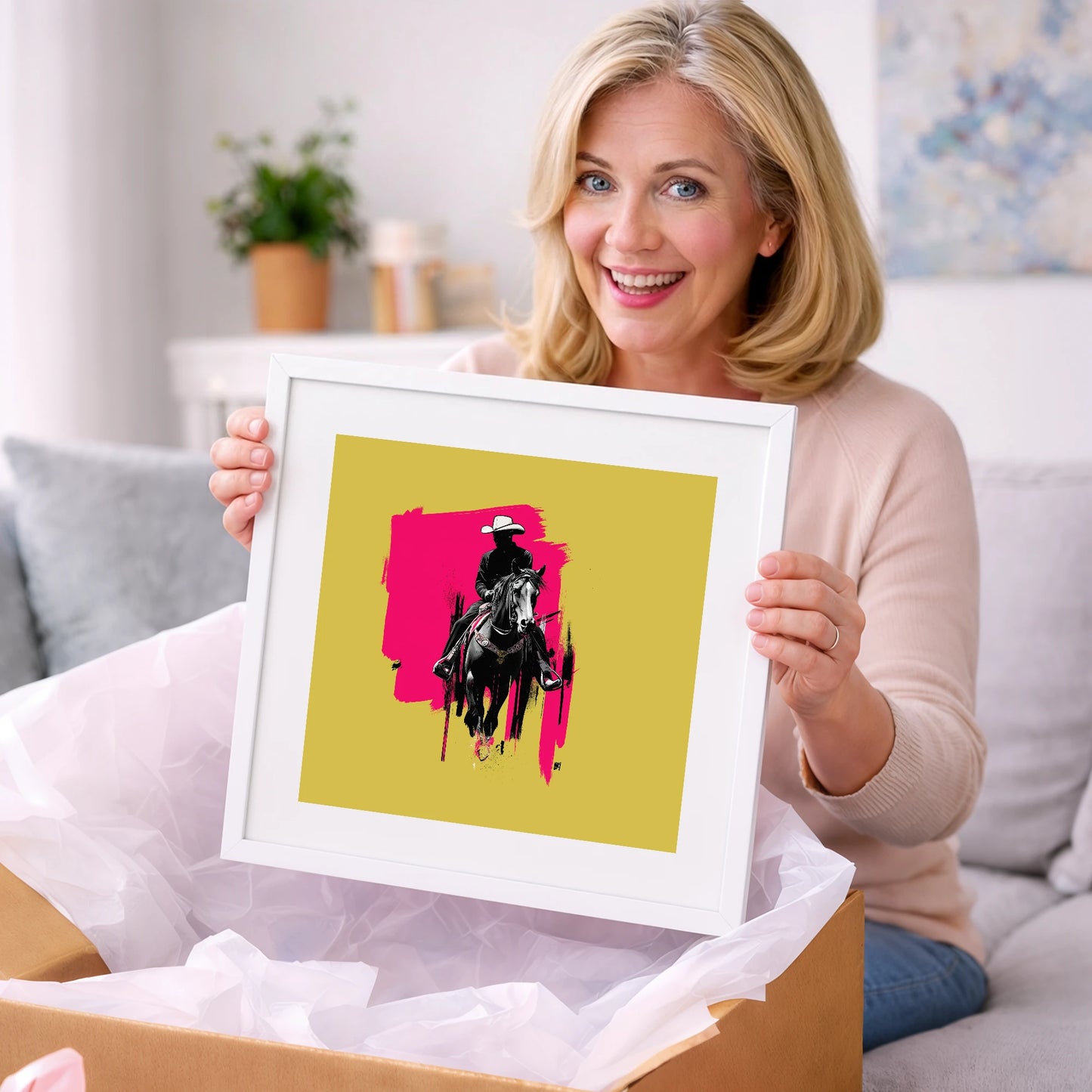 Magenta High Noon - western horse art gift idea for horse lovers