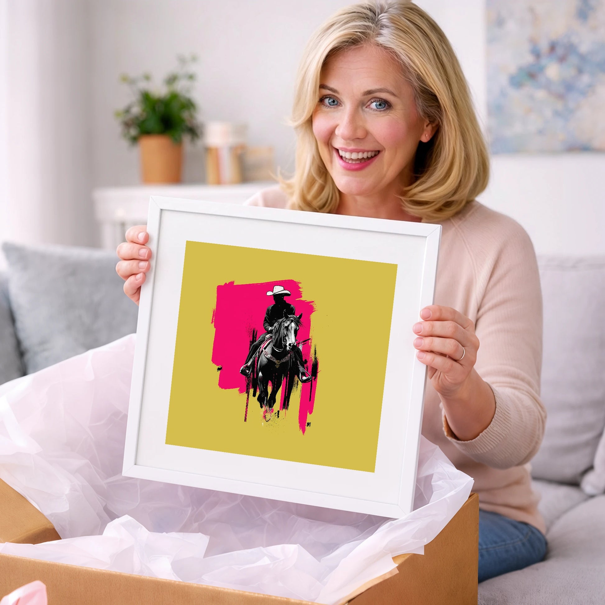 Magenta High Noon - western horse art gift idea for horse lovers