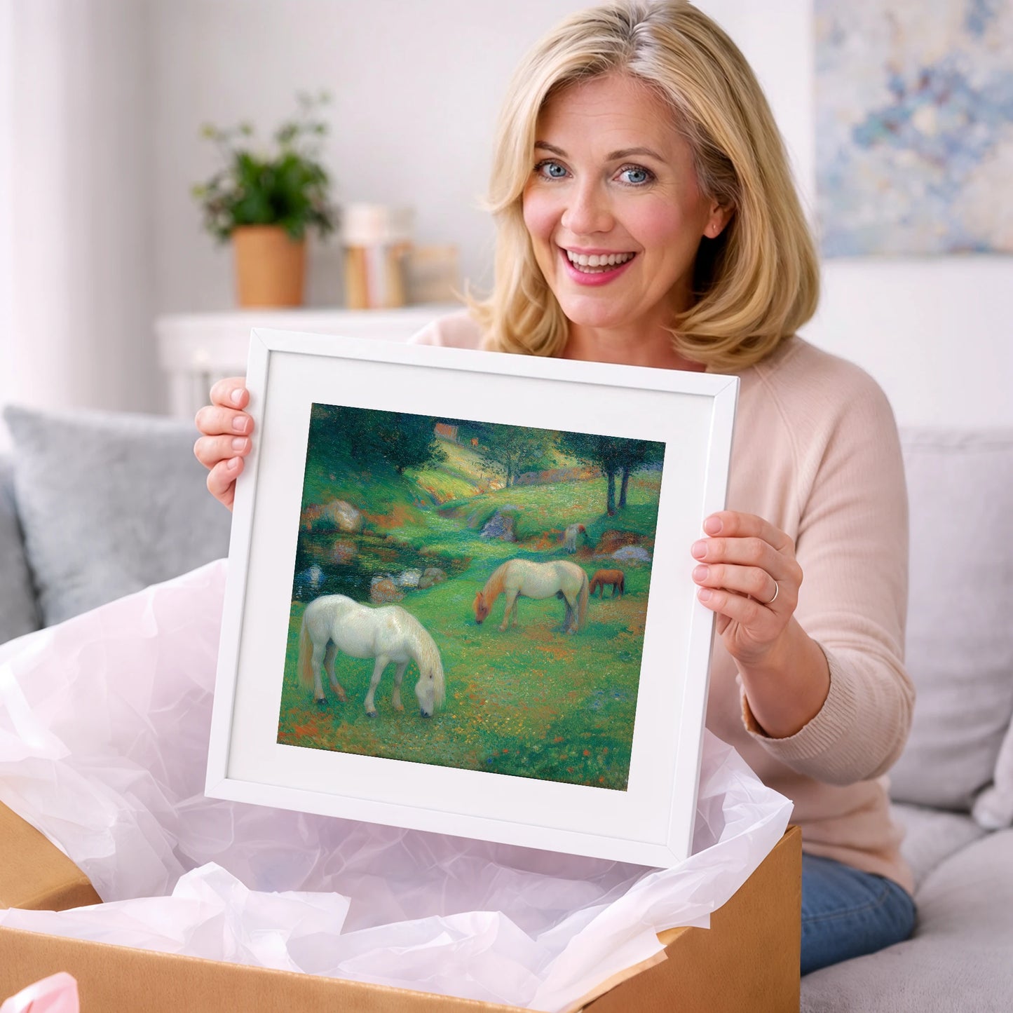 Emerald Valley Pasture - horse landscape art gift idea for horse lovers