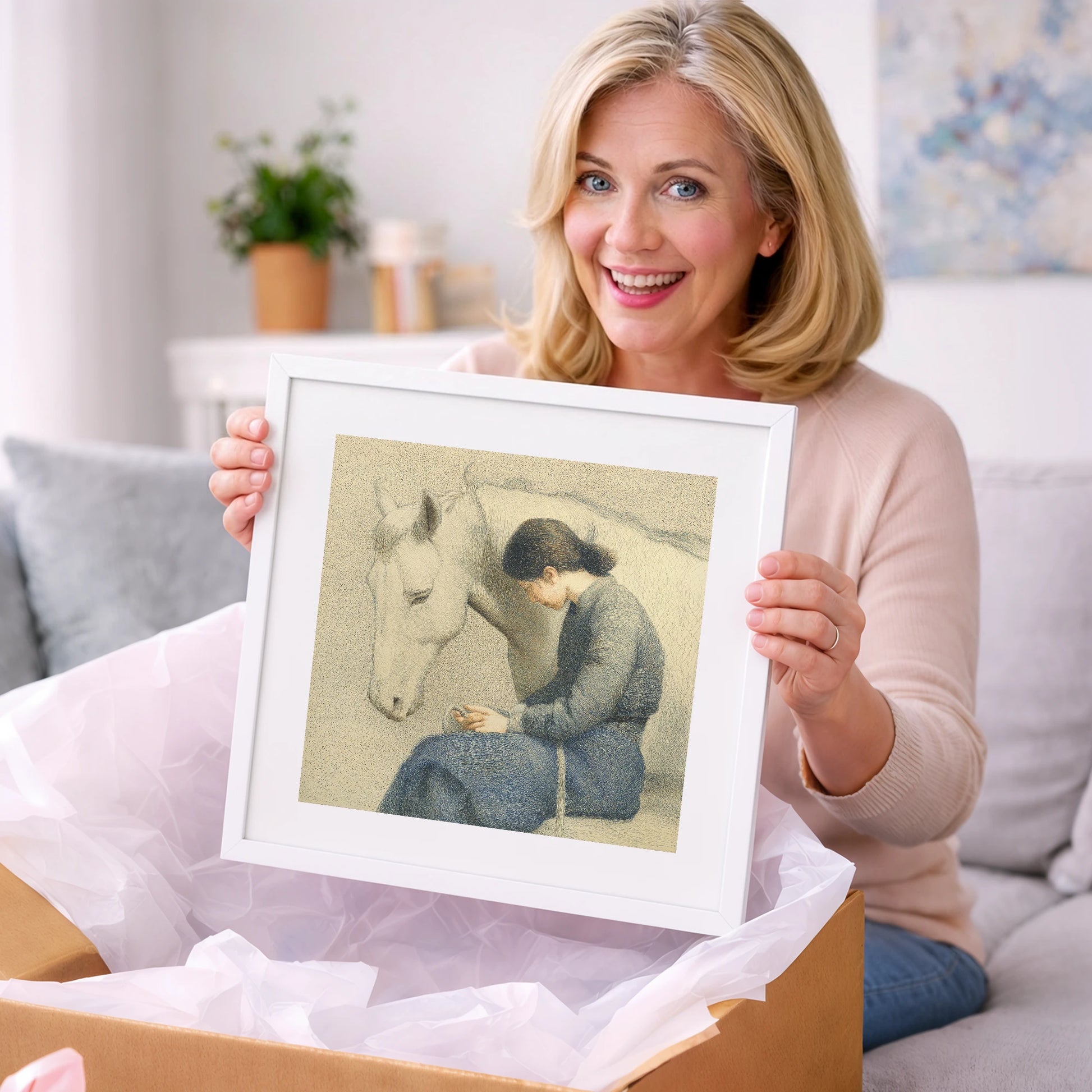 Solace in Stillness - horse & rider art gift idea for horse lovers