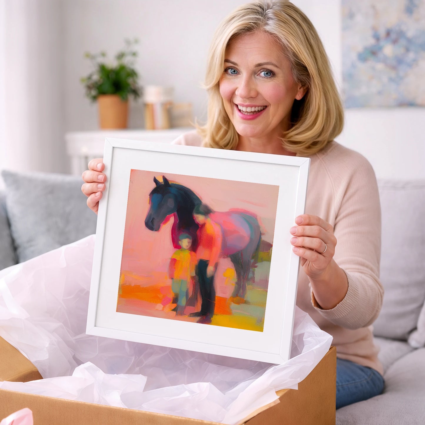A Vibrant Bond - horse & rider art gift idea for horse lovers