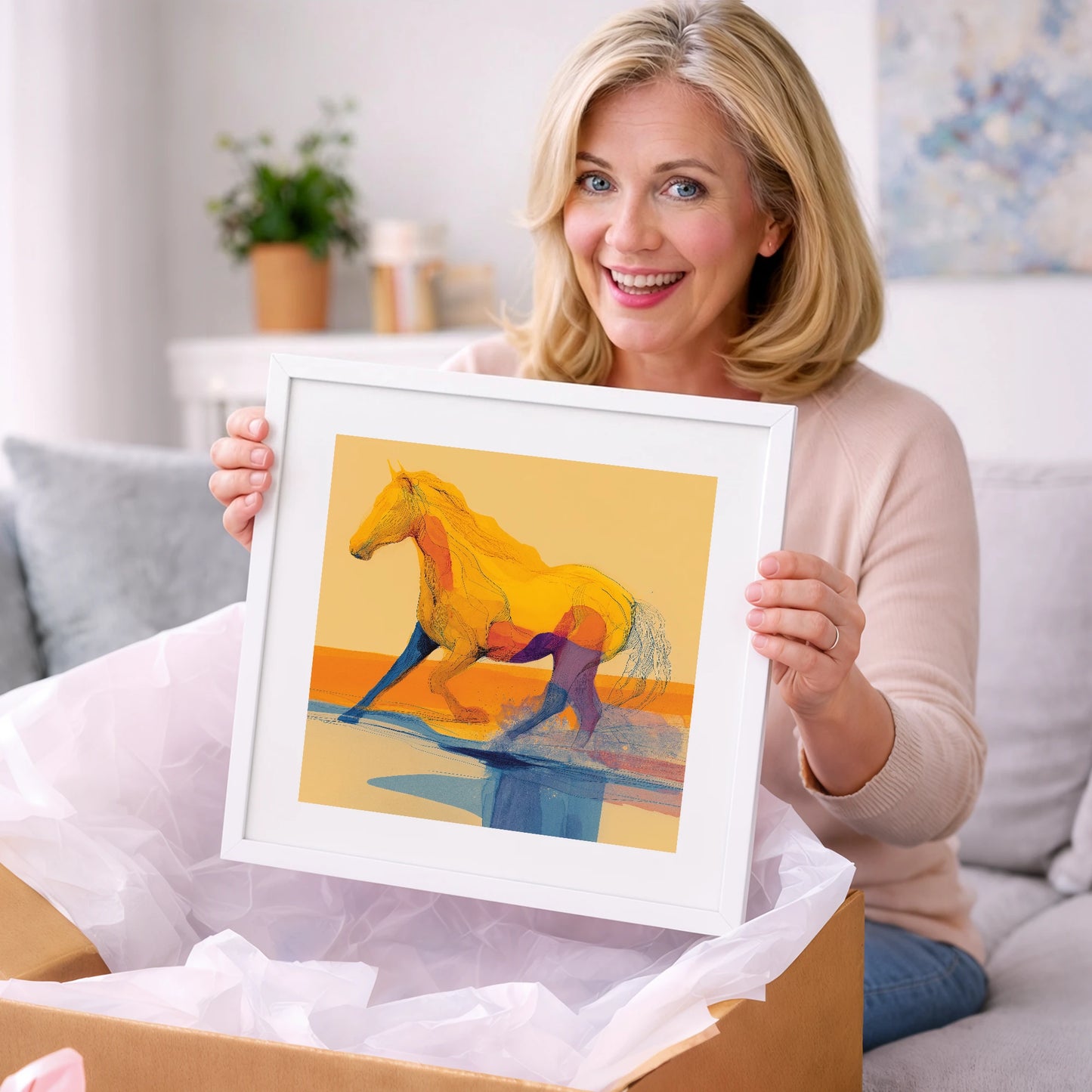 Vibrant Coastal Canter - beach horse art gift idea for horse lovers