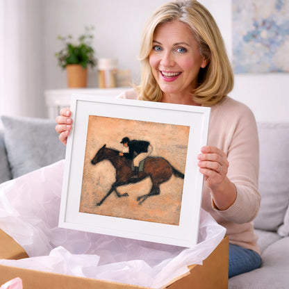 Flight of the Bay - racing horse art gift idea for horse lovers