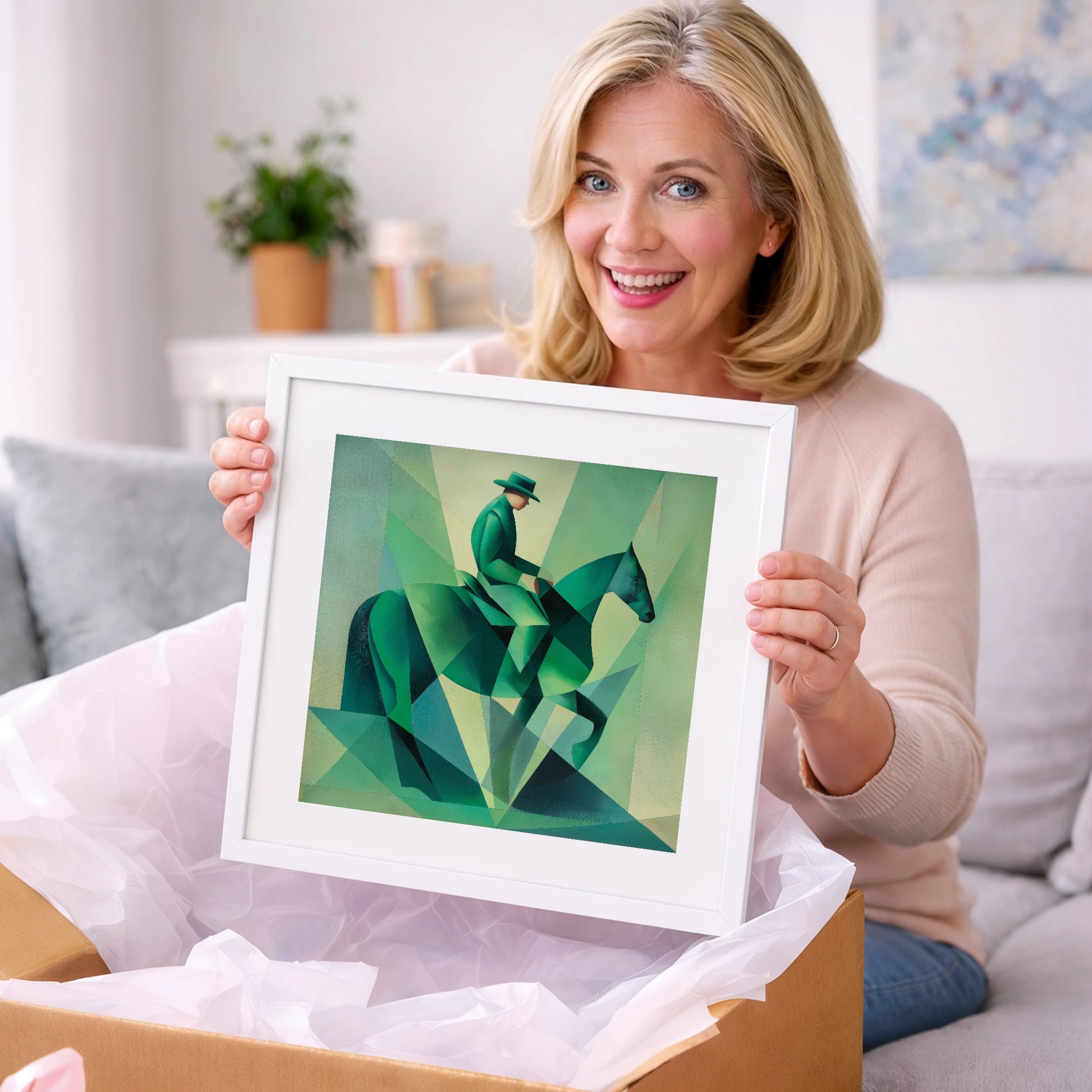 Faceted Emerald Stride - western horse art gift idea for horse lovers