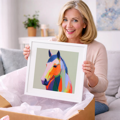 Vivid Technicolour Spirit - horse portrait art gift idea for horse lovers