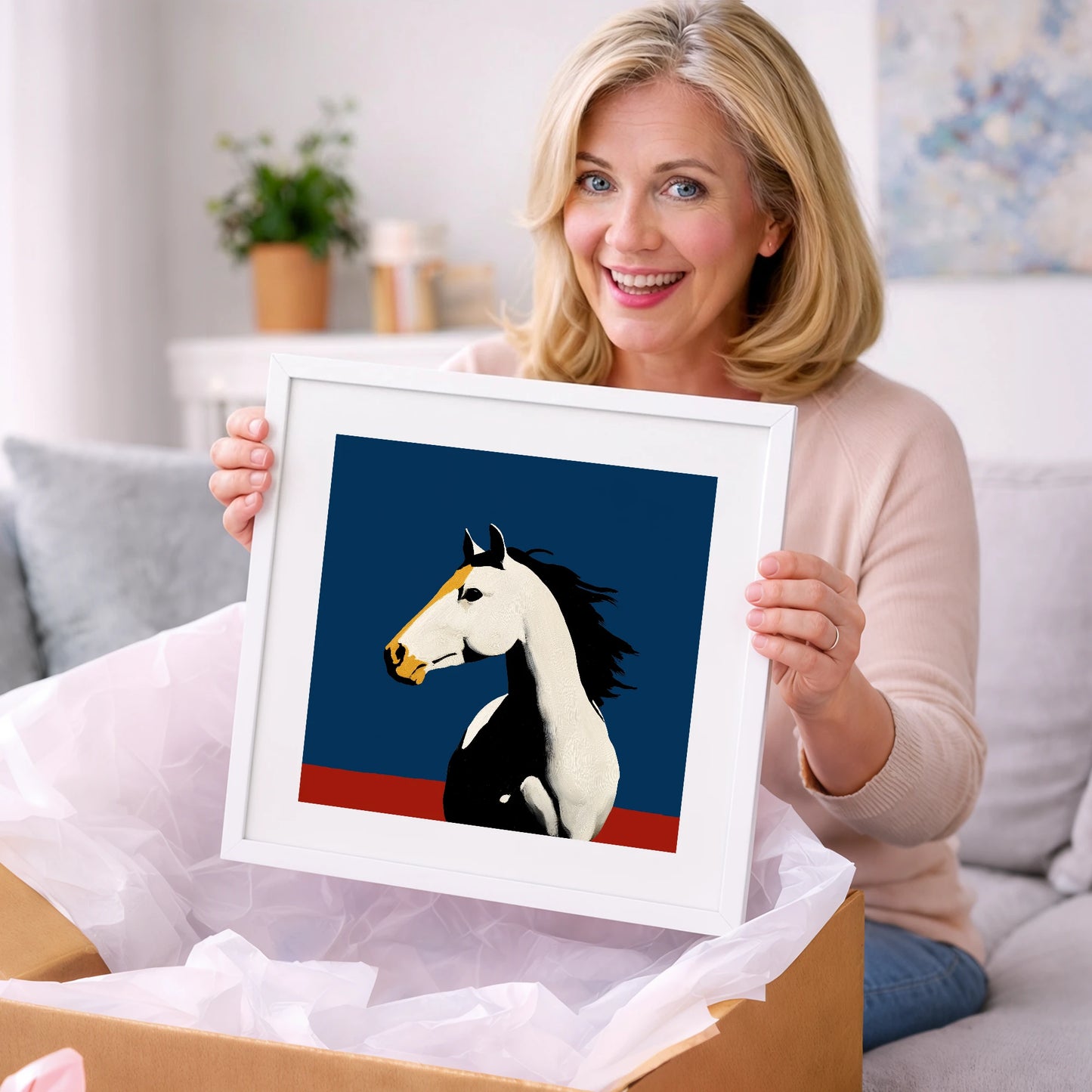 Vibrant Graphic Profile - horse portrait art gift idea for horse lovers