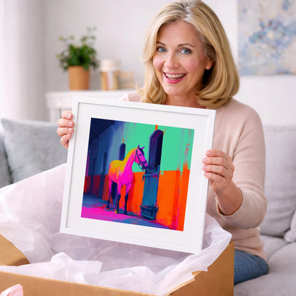 Neon Stable Companion - horse stable art gift idea for horse lovers