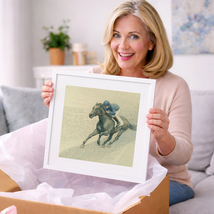 The Slate Grey Gallop - racing horse art gift idea for horse lovers