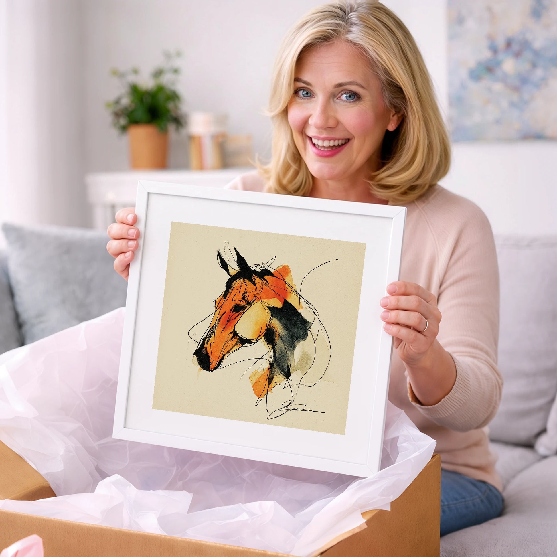 Amber Spirit Equine Portrait - horse portrait art gift idea for horse lovers
