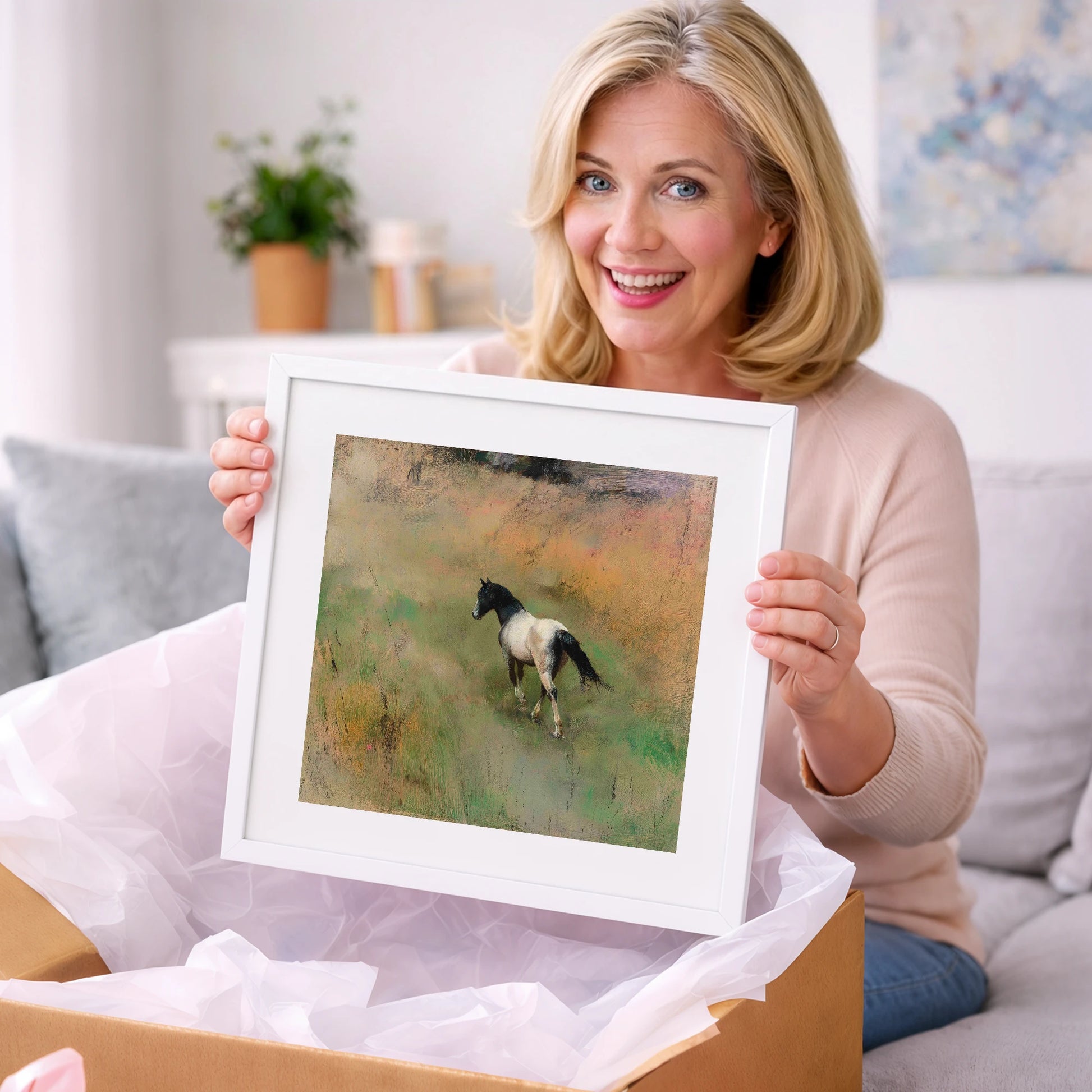 Through the Summer Grass - horse landscape art gift idea for horse lovers