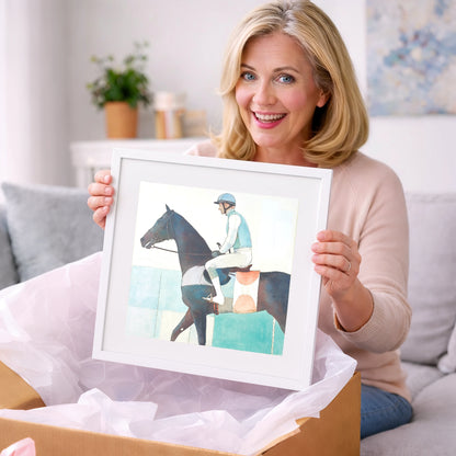 Aquamarine Stride - racing horse art gift idea for horse lovers