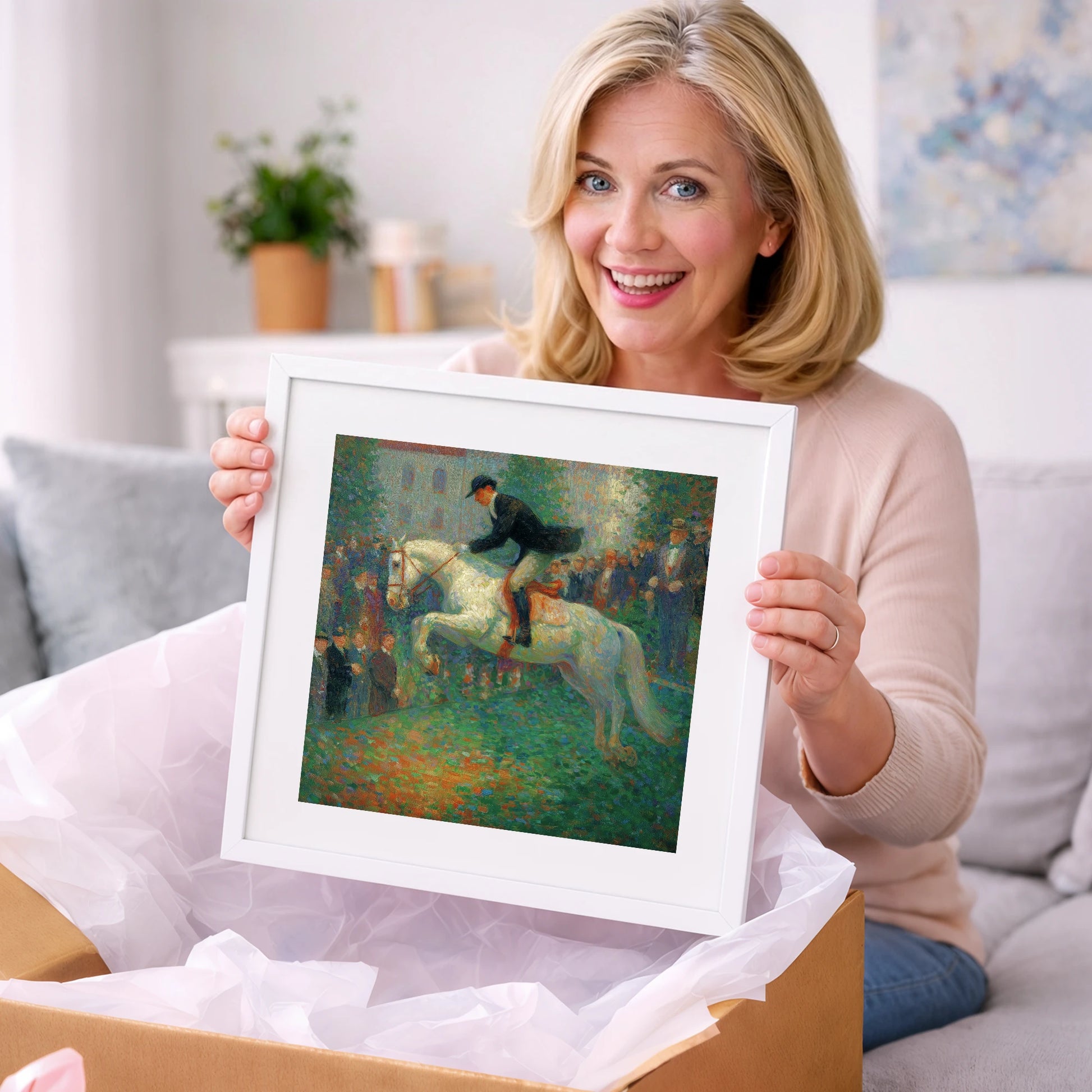 The Luminous Leap - show jumping horse art gift idea for horse lovers