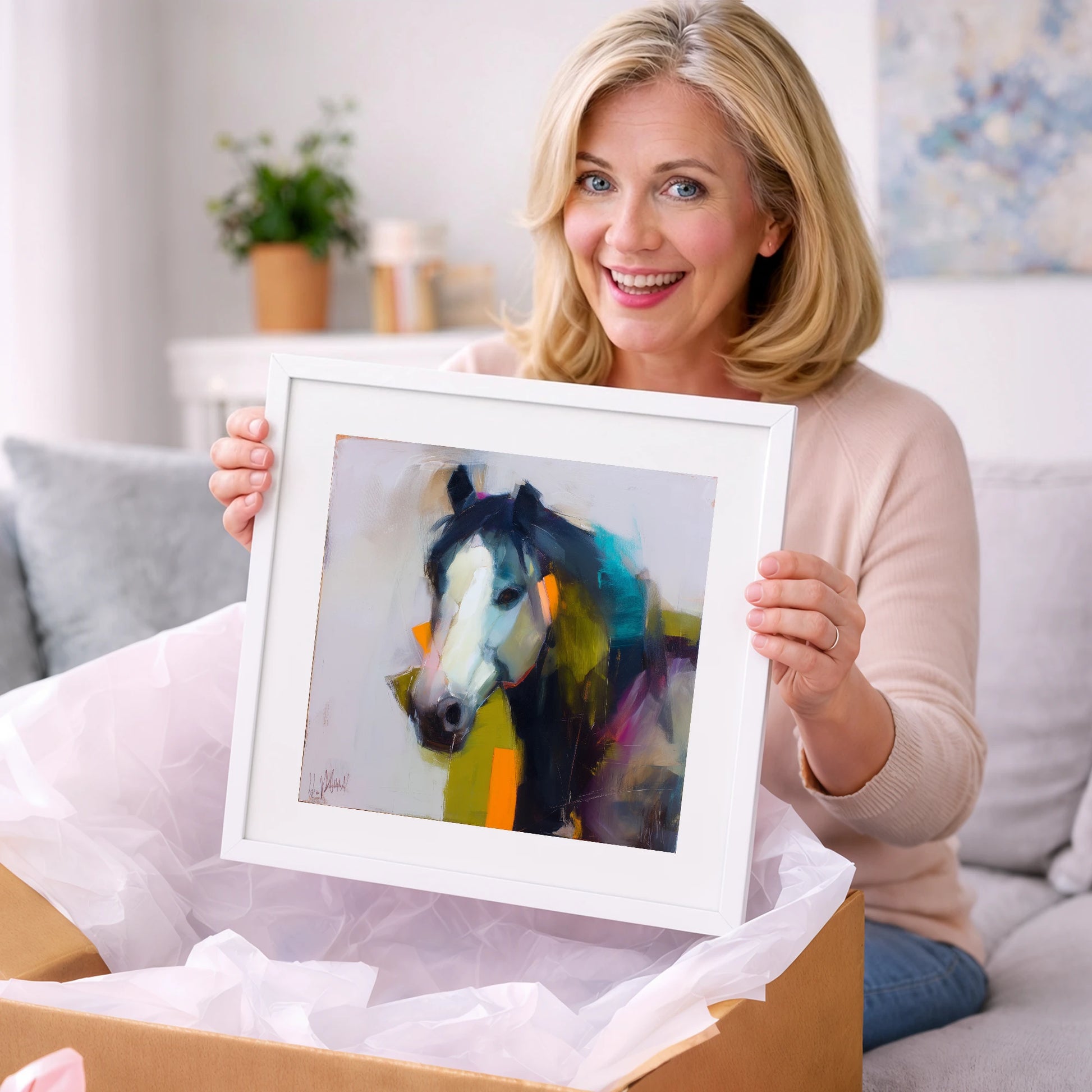 Contemporary Blaze Portrait - horse portrait art gift idea for horse lovers
