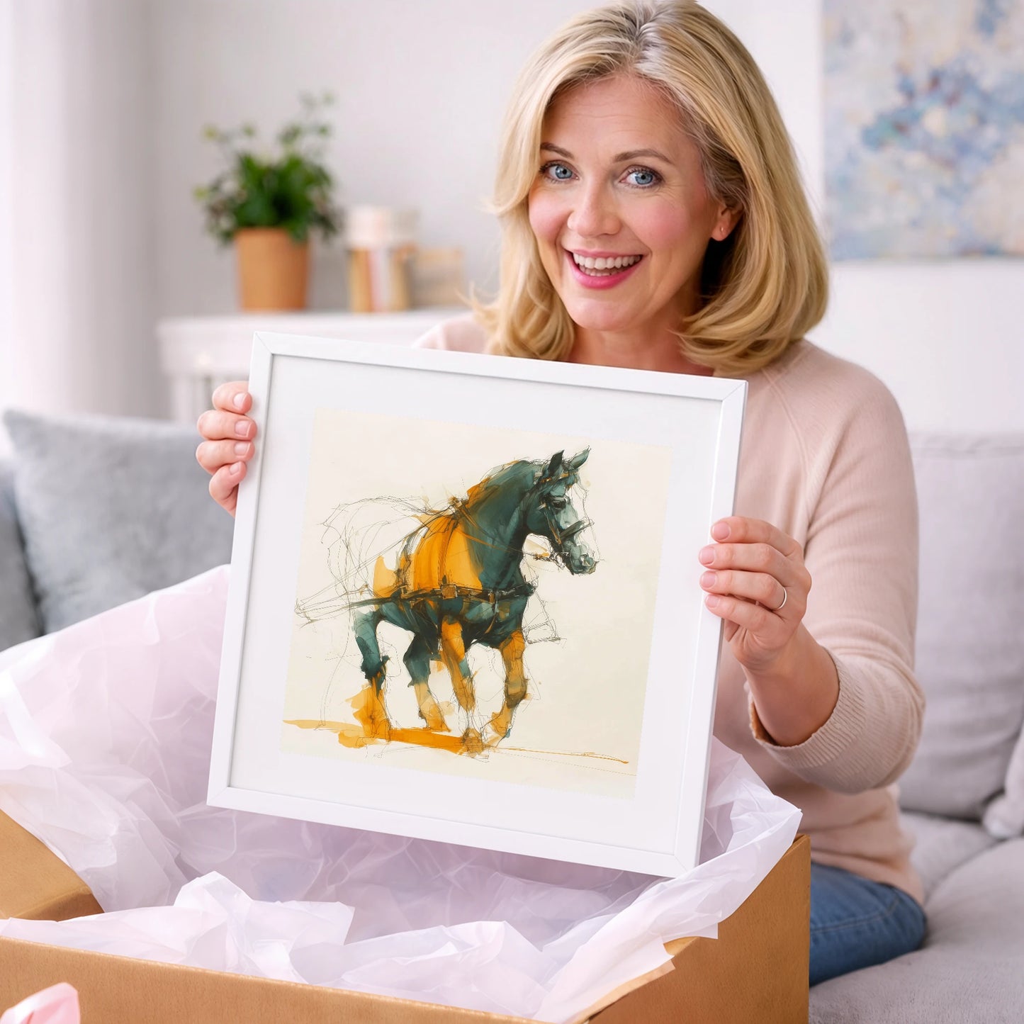 Dynamic Harness Stride - working horse art gift idea for horse lovers