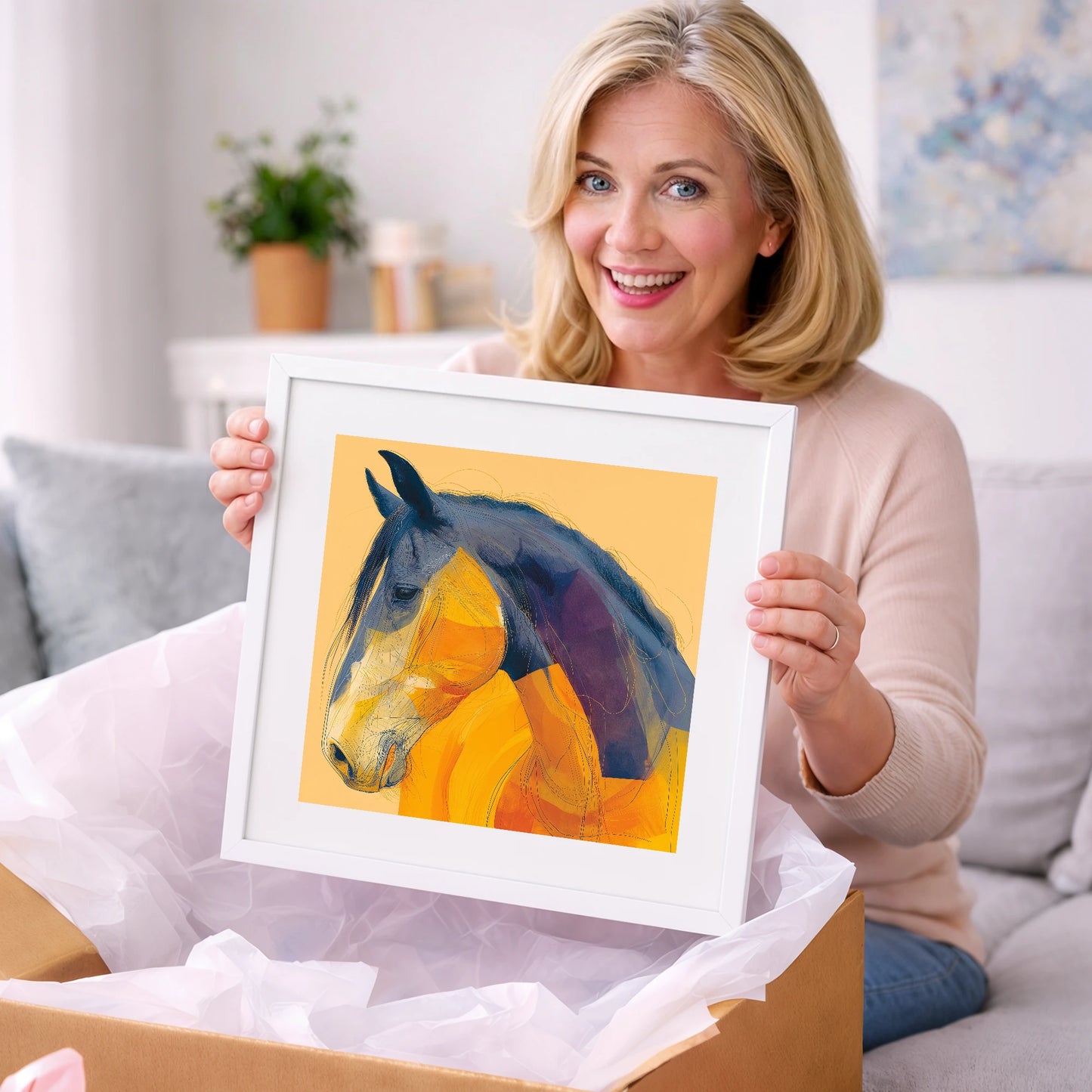 Vivid Cobalt Profile - horse breed art gift idea for horse lovers