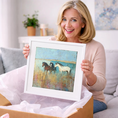 Coastal Companions - wild horses art gift idea for horse lovers