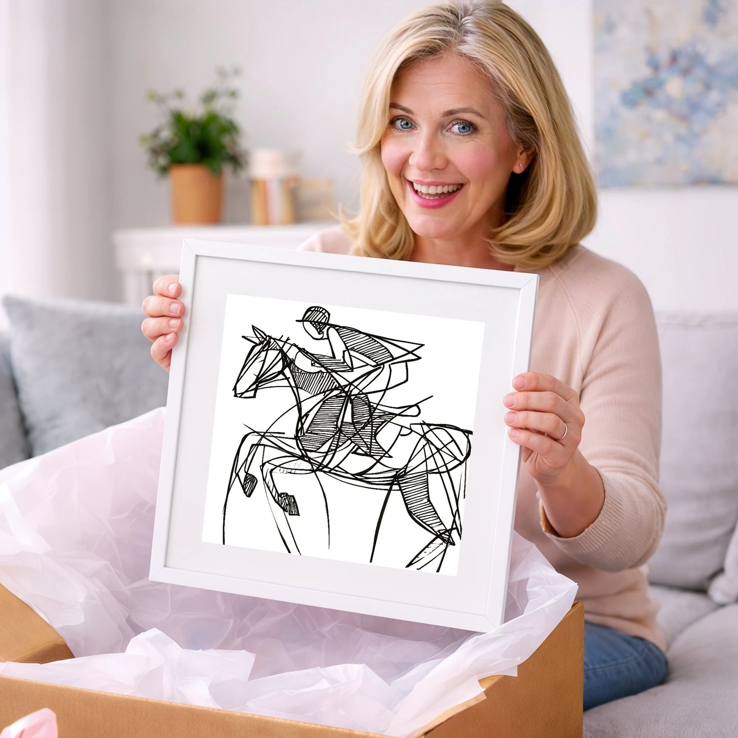 Dynamic Line Jumper - show jumping horse art gift idea for horse lovers