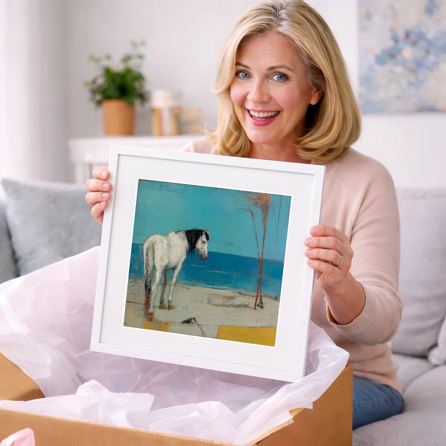 Coastal Solitude - horse landscape art gift idea for horse lovers