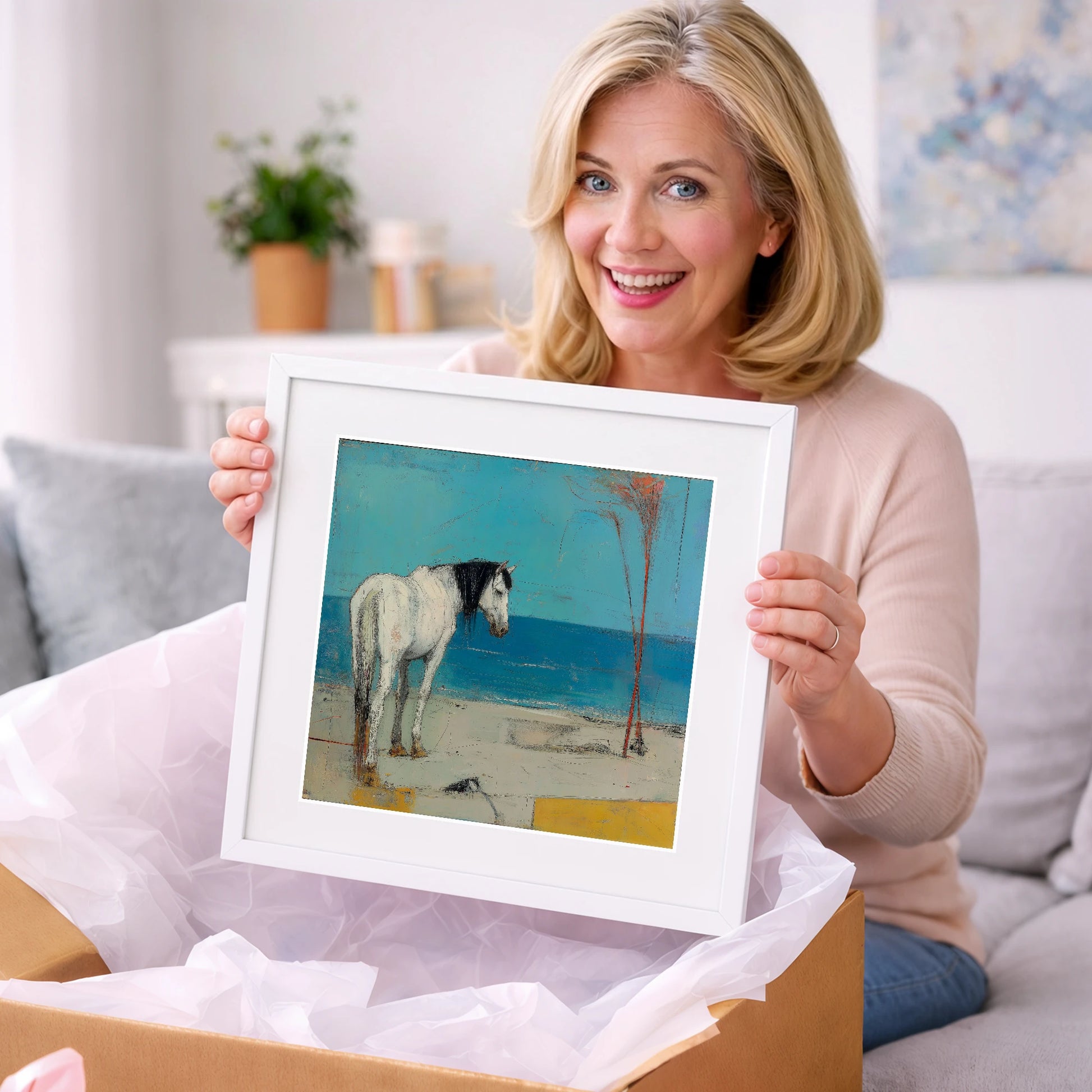 Coastal Solitude - horse landscape art gift idea for horse lovers