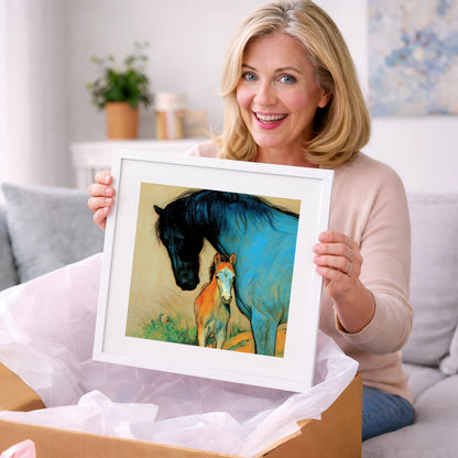 Vivid Devotion - mare & foal art gift idea for horse lovers
