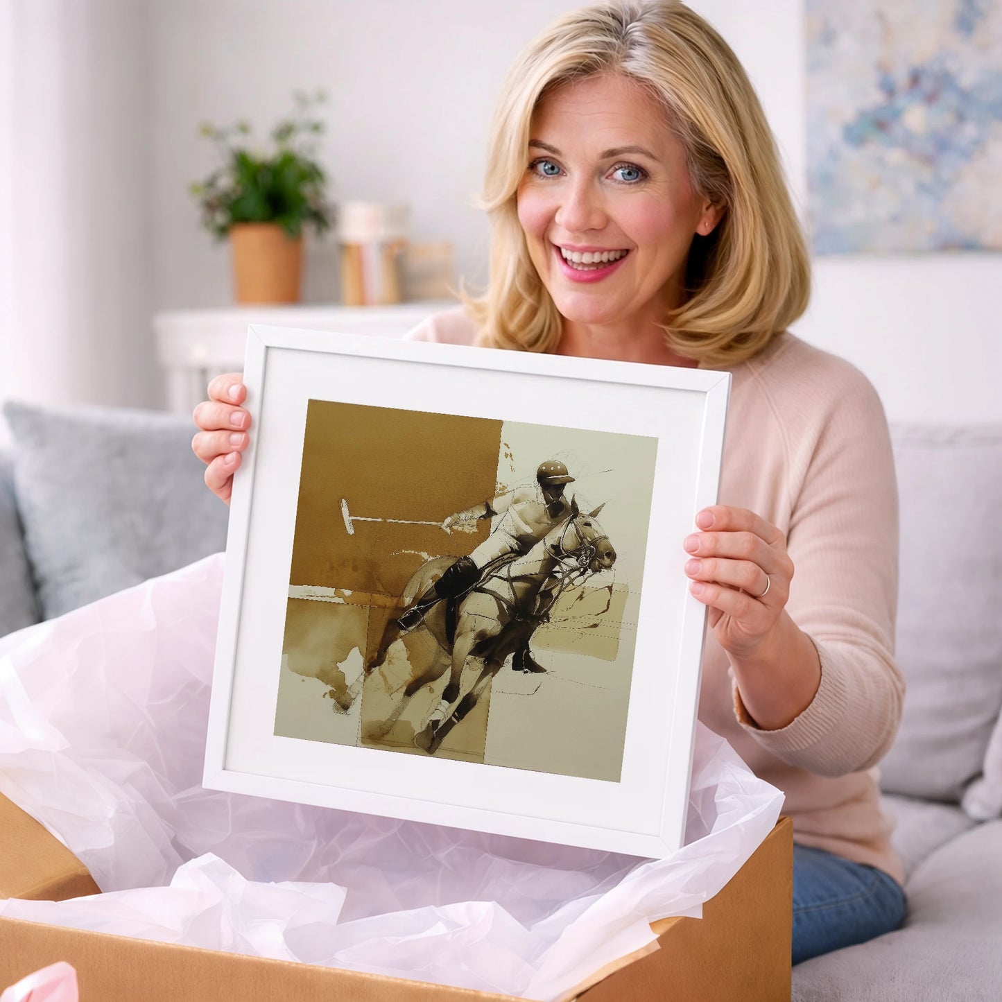 Mid-Chukka Momentum - polo horse art gift idea for horse lovers