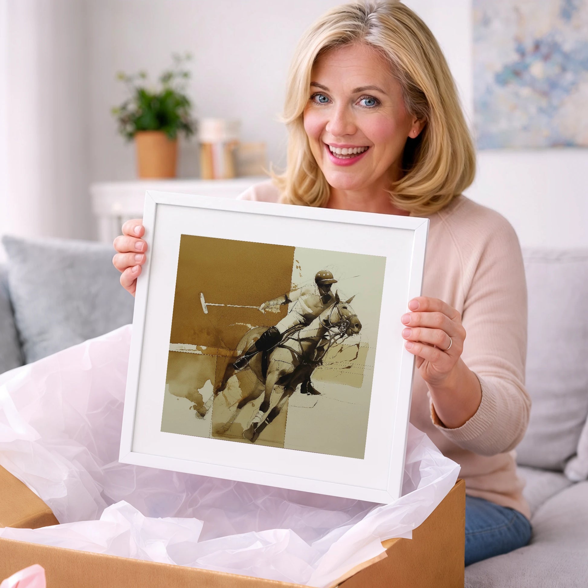 Mid-Chukka Momentum - polo horse art gift idea for horse lovers