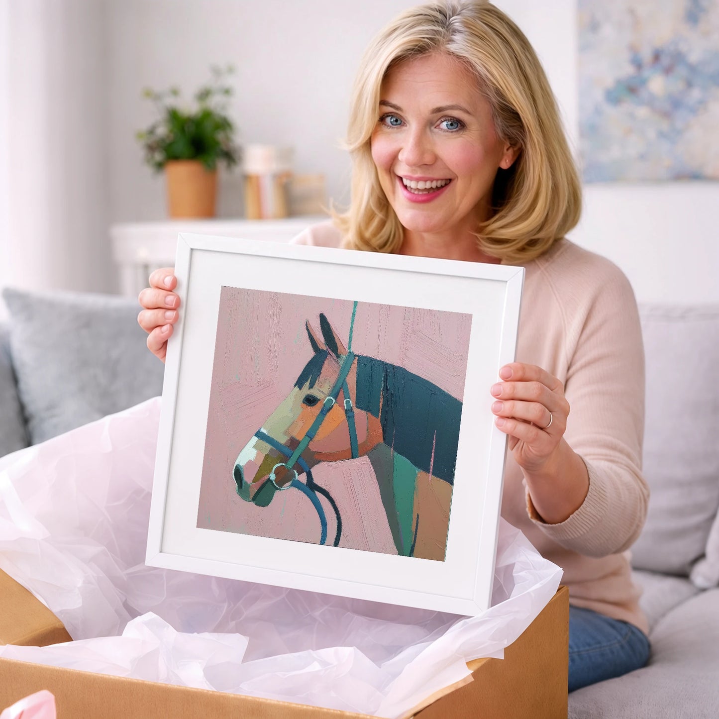 Abstract Rose Profile - horse portrait art gift idea for horse lovers