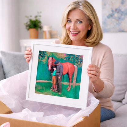 A Quiet Connection - horse & rider art gift idea for horse lovers
