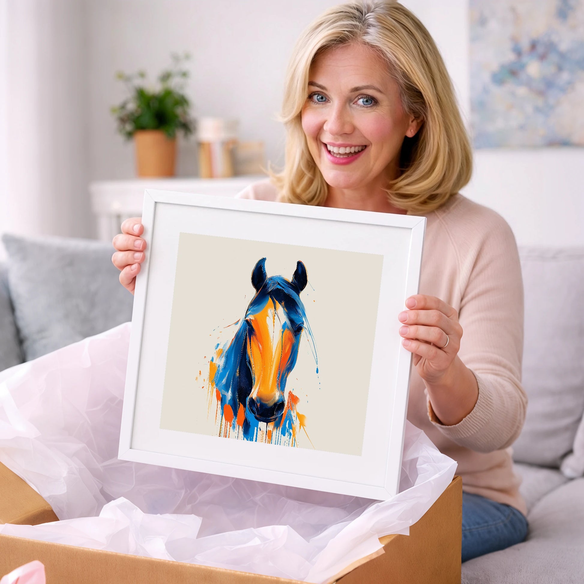 Cobalt and Sienna Spirit - horse portrait art gift idea for horse lovers