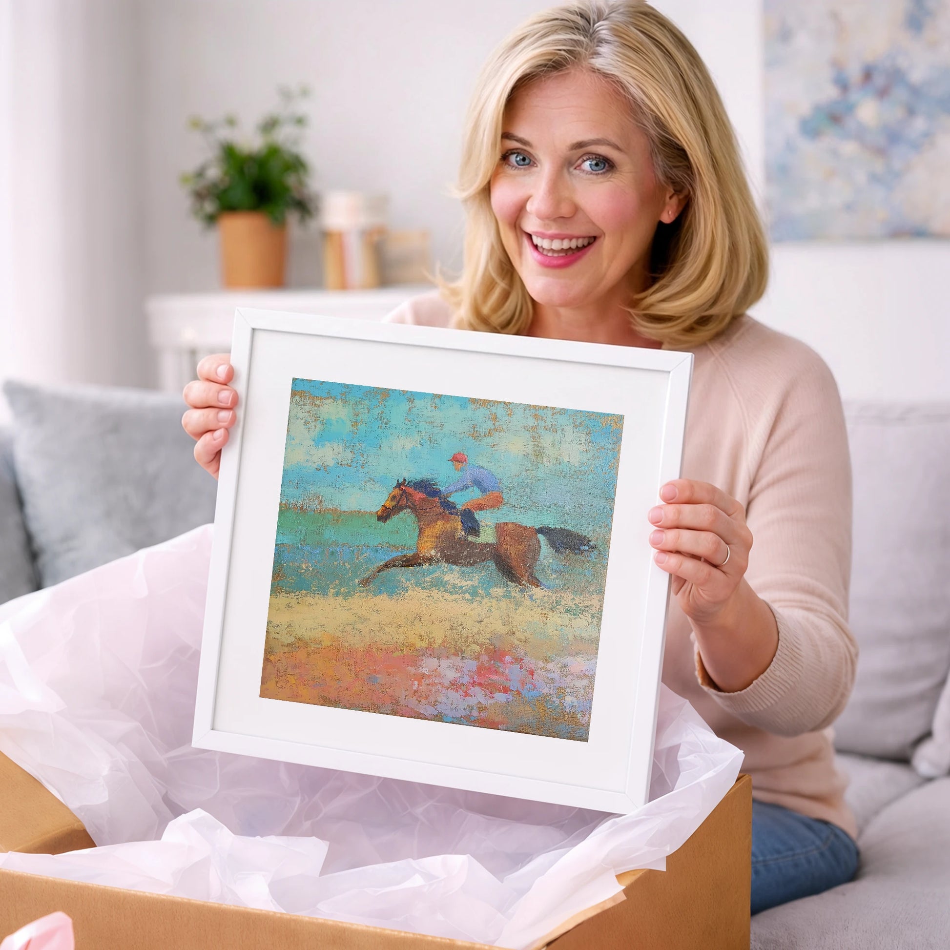 The Coastal Gallop - racing horse art gift idea for horse lovers