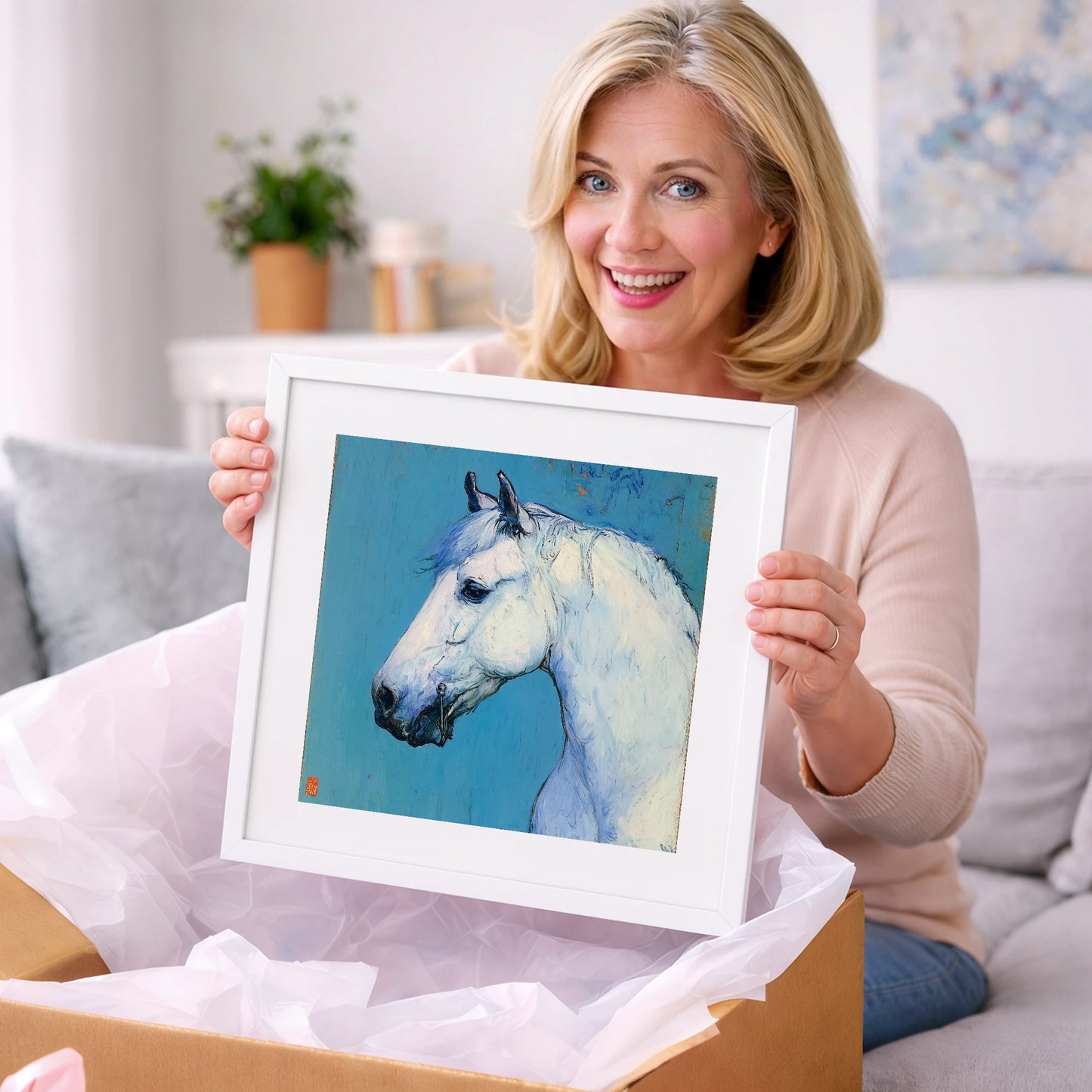 Cerulean Grey Profile - horse portrait art gift idea for horse lovers