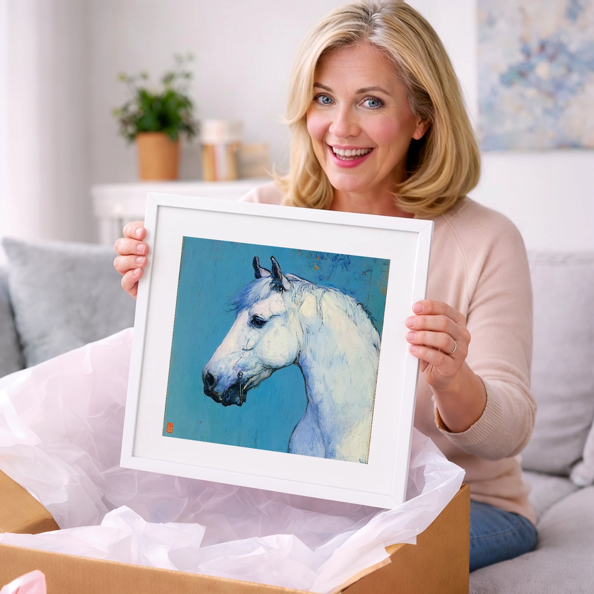 Cerulean Grey Profile - horse portrait art gift idea for horse lovers