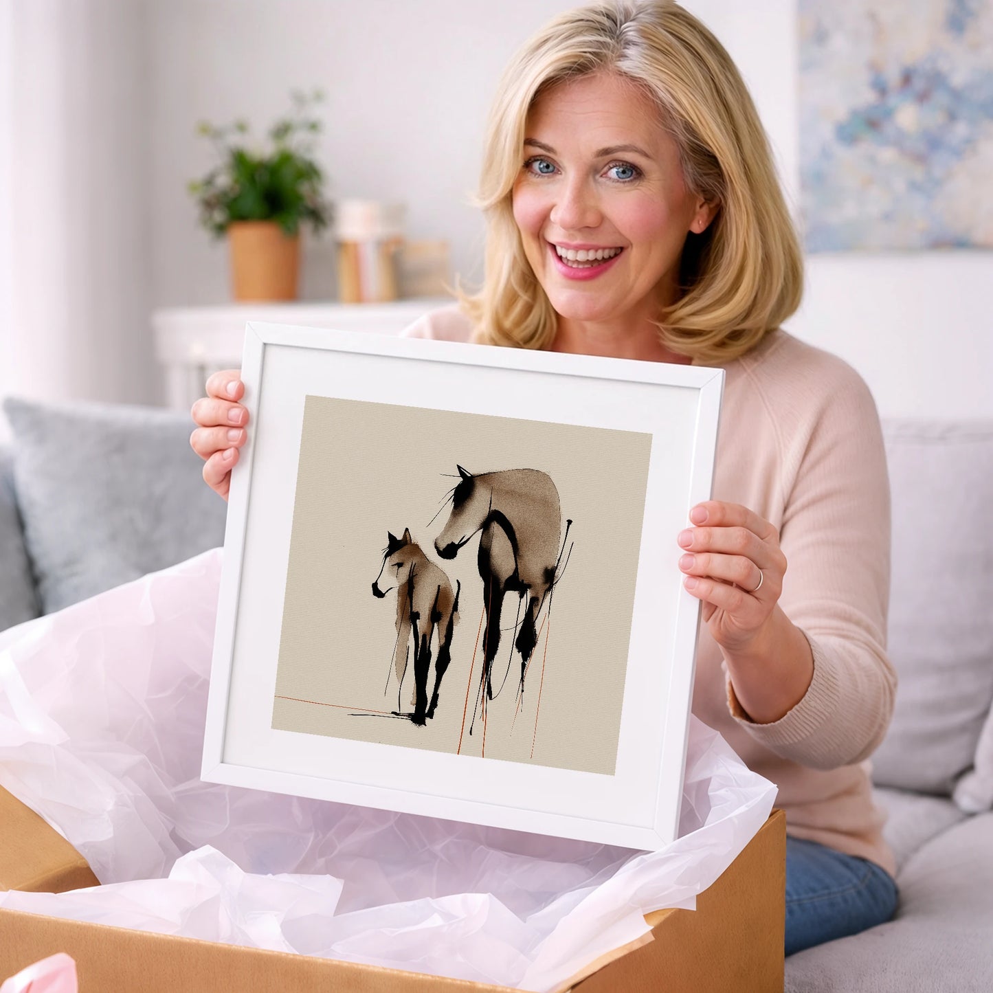 Quiet Devotion - mare & foal art gift idea for horse lovers