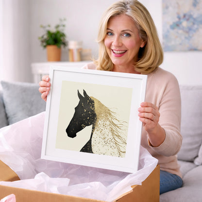 Gilded Equine Silhouette - horse breed art gift idea for horse lovers