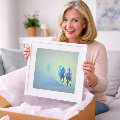 Luminous Morning Chase - racing horse art gift idea for horse lovers