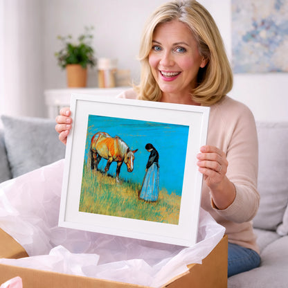 Cerulean Bond - horse & rider art gift idea for horse lovers