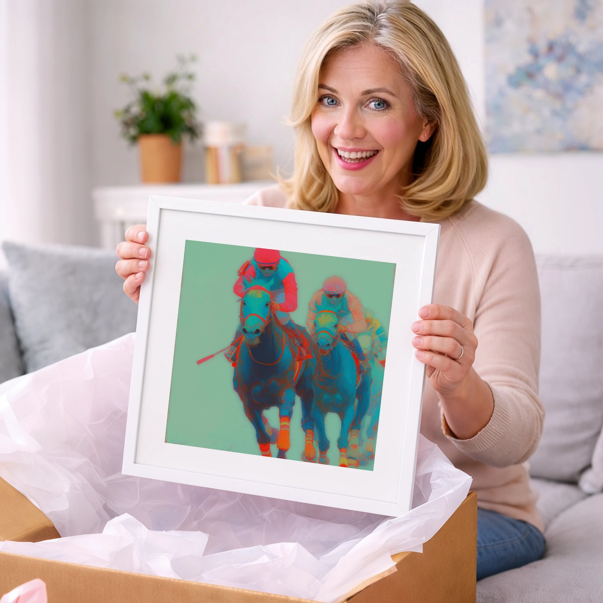 Electric Furlong - racing horse art gift idea for horse lovers