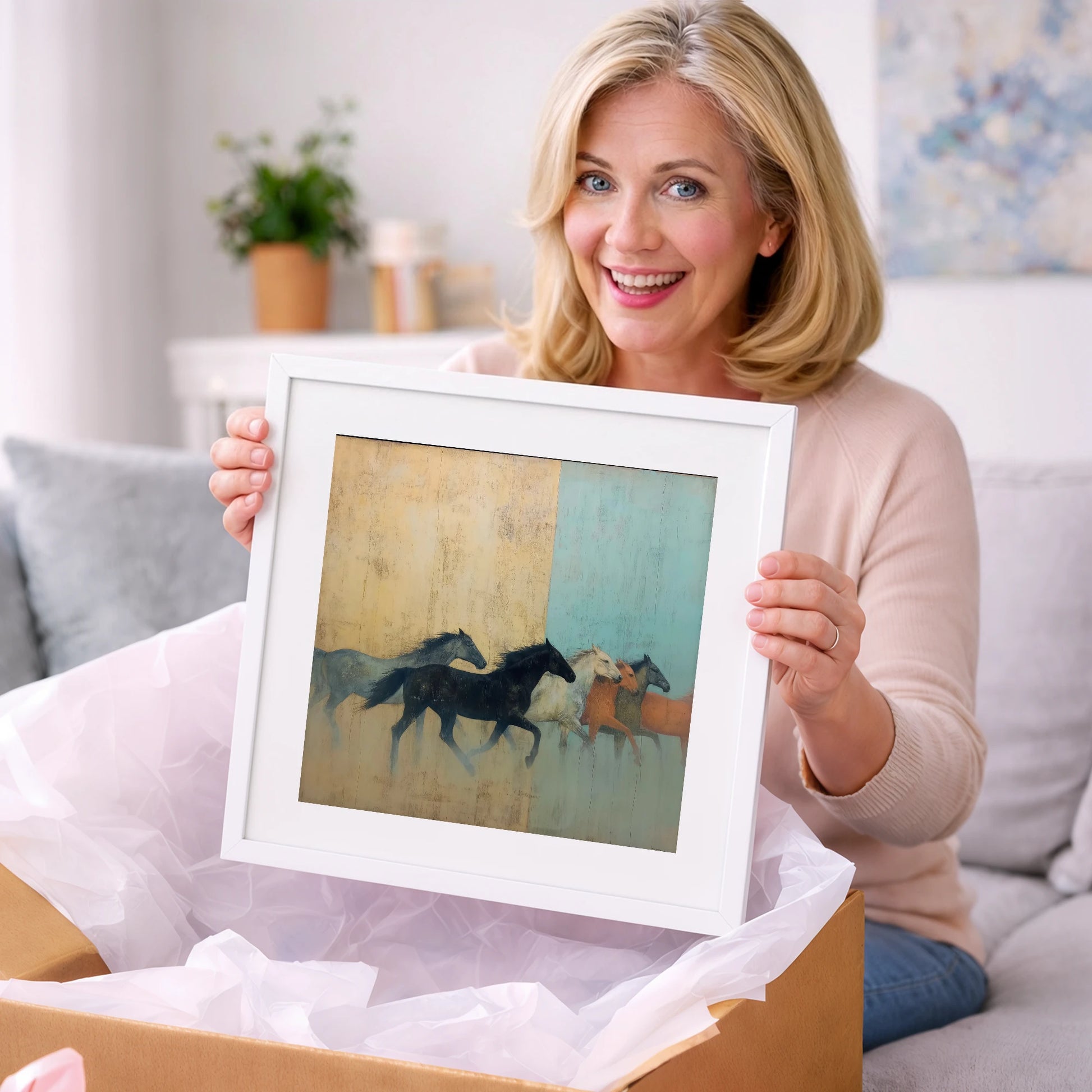 Ethereal Ochre Herd - wild horses art gift idea for horse lovers