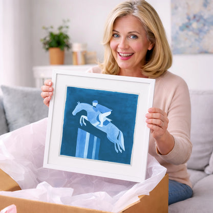 Azure Ascent - show jumping horse art gift idea for horse lovers
